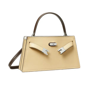 Tory Burch Lee Radziwill Petite Leather Top Handle Bag Praline - Image 5