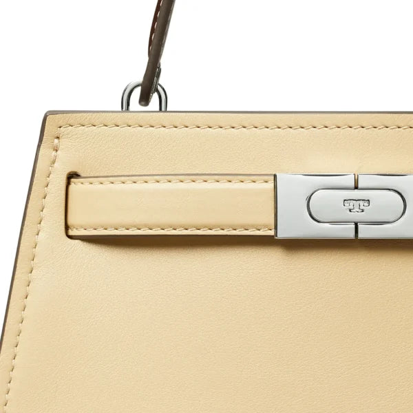 Tory Burch Lee Radziwill Petite Leather Top Handle Bag Praline - Image 6
