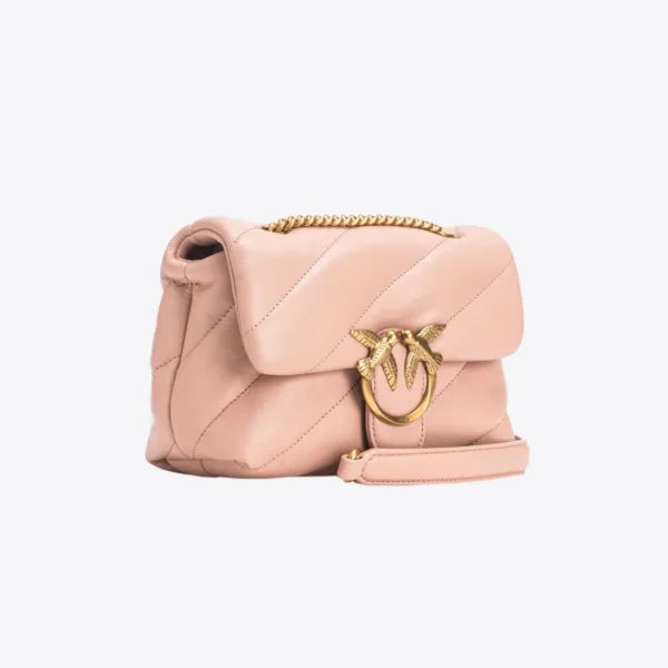 Mini Love Bag Puff Maxi Quilt PINK/DUSTY PINK-ANTIQUE GOLD - Image 3