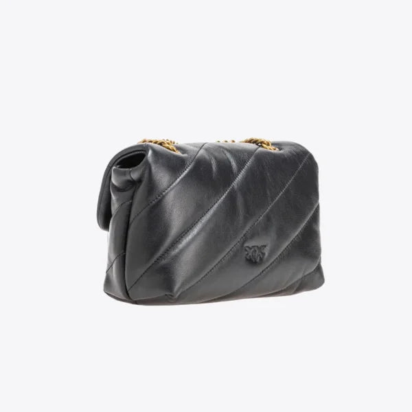Mini Love Bag Puff Maxi Quilt BLACK-ANTIQUE GOLD - Image 2