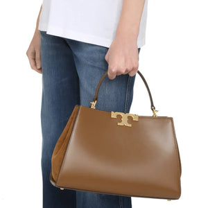Tory Burch Eleanor Pebbled Stachel Bag Saddle Brown - Image 6