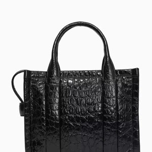 MARC JACOBS The Mini Tote Bag in Croc-embossed Leather - Black - Image 5