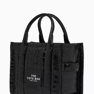 MARC JACOBS The Mini Tote Bag in Croc-embossed Leather - Black - Image 3