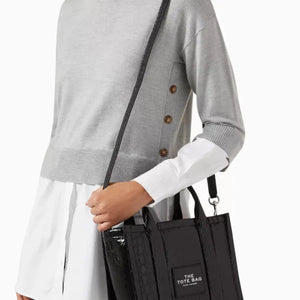 MARC JACOBS The Mini Tote Bag in Croc-embossed Leather - Black - Image 7
