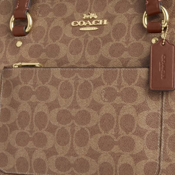 Coach Station Tote Bag In Signature Canvas Dark Beige - Image 7