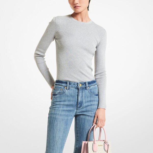 Mercer Medium Logo and Leather Accordion Crossbody Bag CREAM/ROSE - Image 3