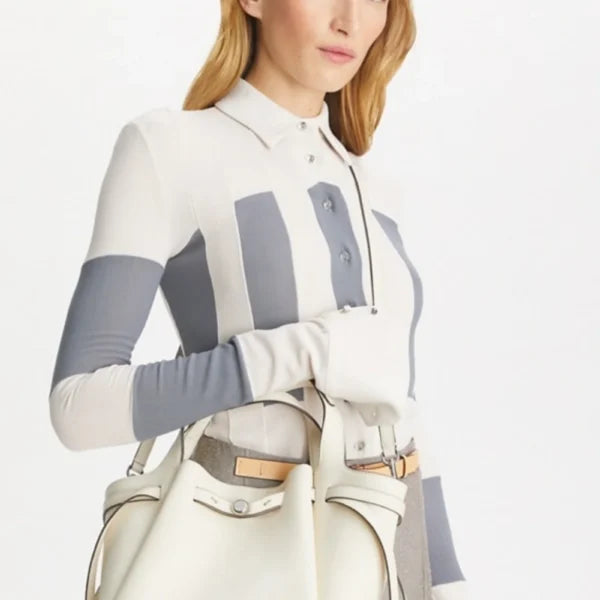 Tory Burch Small Romy Tote Light Cream - Image 5