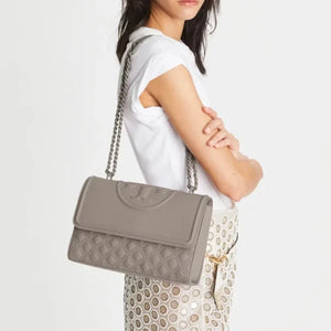 Tory Burch Fleming Convertible Shoulder Bag Gray heron Matte - Image 3
