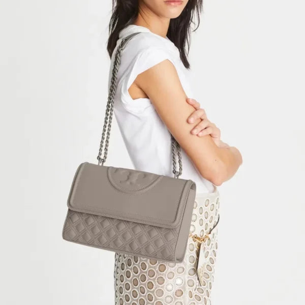 Tory Burch Fleming Convertible Shoulder Bag Gray heron Matte - Image 3