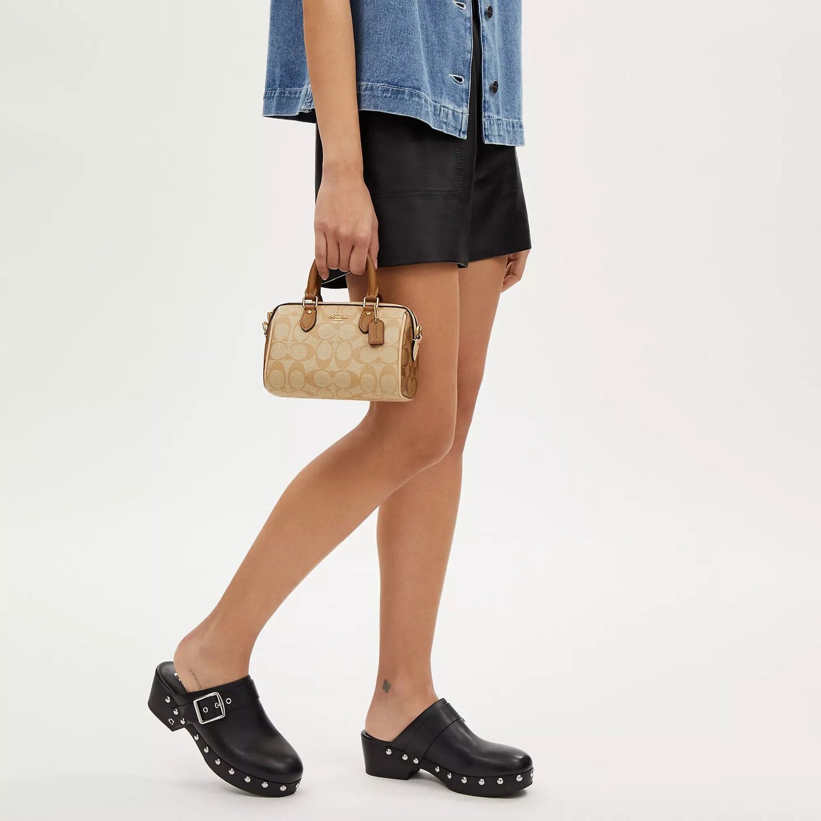 Coach Mini Rowan Crossbody In Signature Canvas sand saddle - Image 4