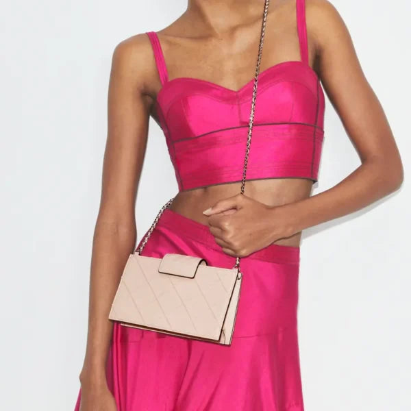 Tory Burch Mini Fleming Soft Chain Wallet Soft Pink - Image 4