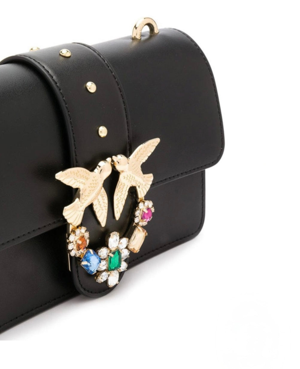 Pinko Love Mini Jewels bag in black leather