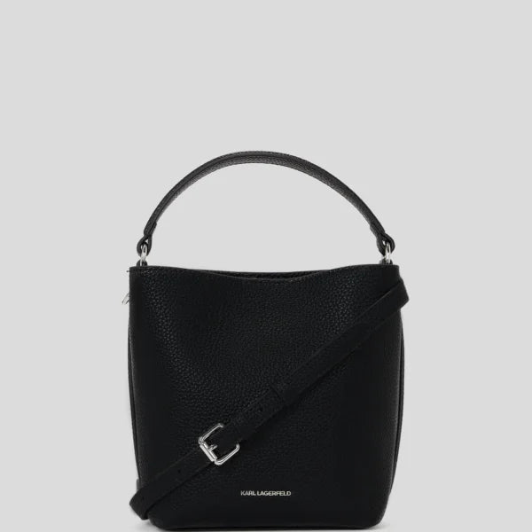 KARL LAGERFELD IKON PEBBLE BUCKET BAG Black - Image 4