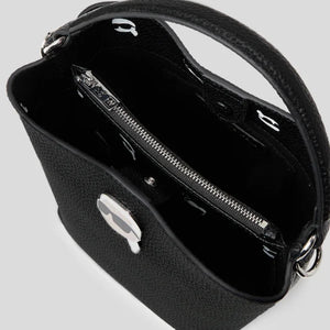 KARL LAGERFELD IKON PEBBLE BUCKET BAG Black - Image 5