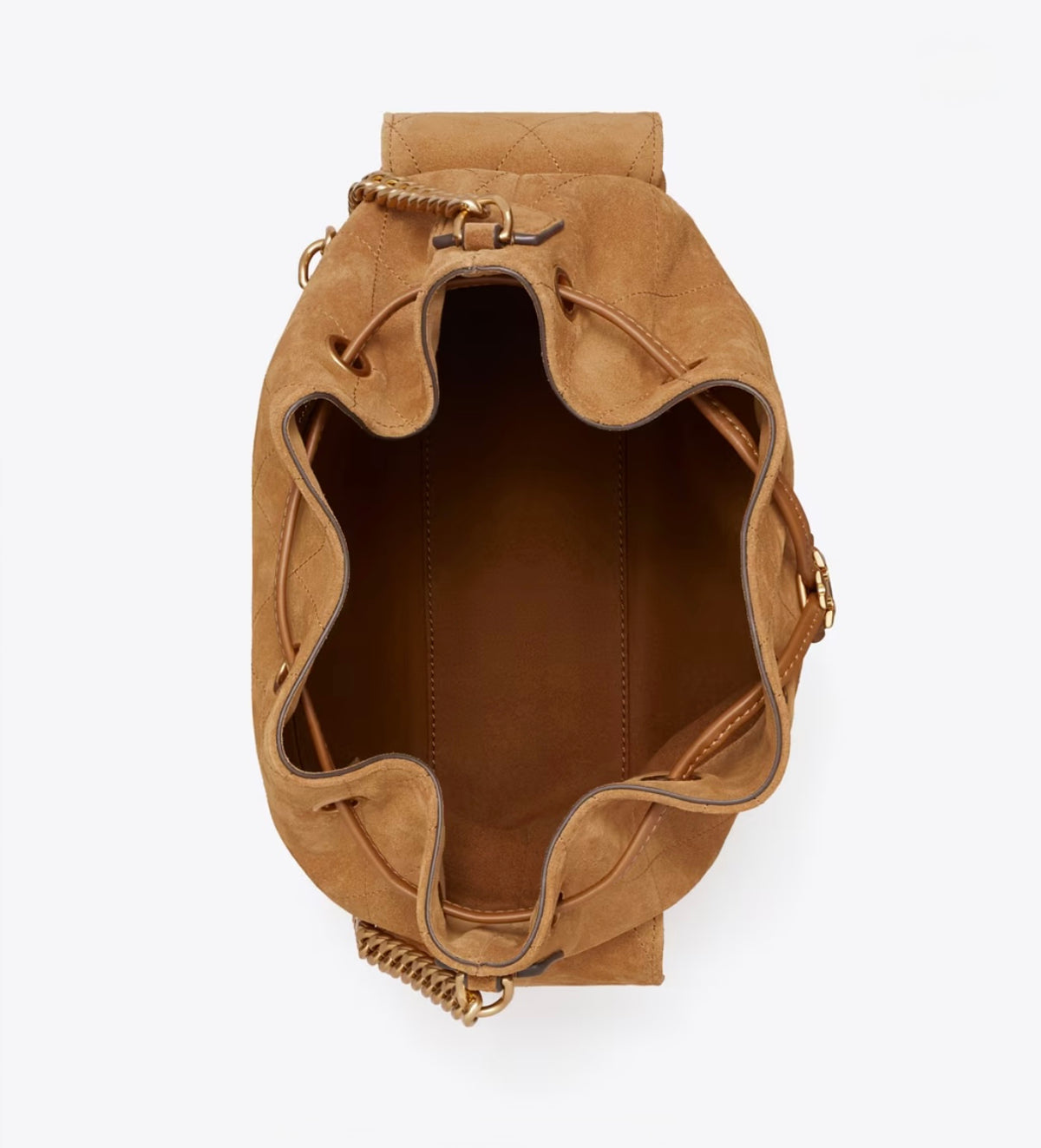 CHARLIE QUILTED SUEDE DRAWSTRING SHOULDER BAG