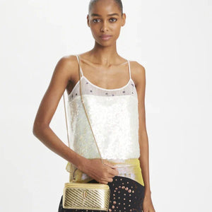 Tory Burch Kira Charm Diamond Quilt Vanity Case Gold - Image 5