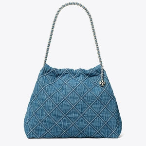 Tory Burch Fleming Hobo Denim - Image 2