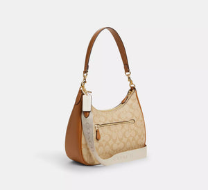 Teri Hobo Bag in Signature Canvas with Stripe - original Coach - Dazz
