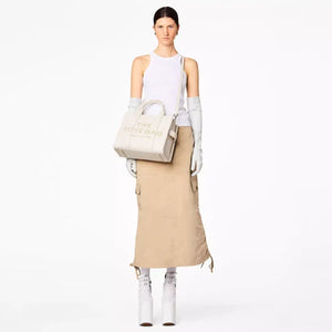 The Marc Jacobs Medium Tote Bag Leather Cotton Silver - Image 2
