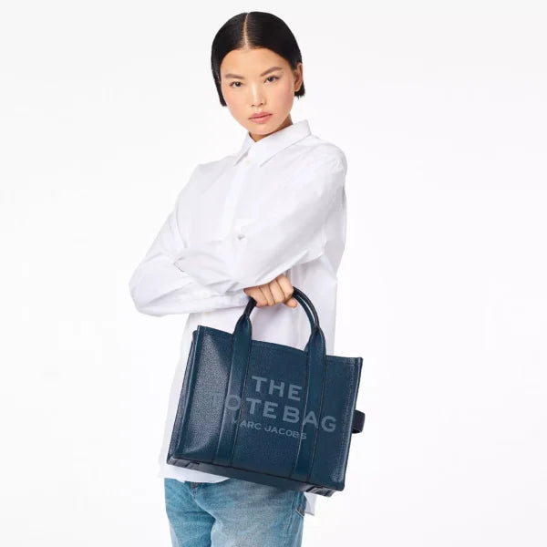 The Marc Jacobs Medium Tote Bag Leather Blue Sea - Image 4