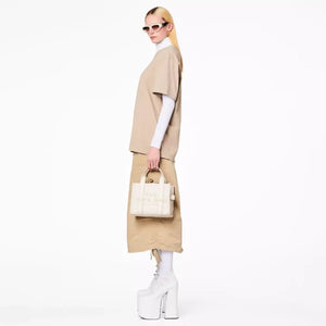 The Marc Jacobs Small Tote Bag Leather Cotton Silver - Image 4