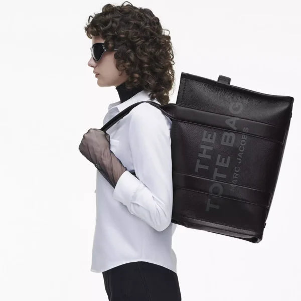 THE Marc Jacobs LEATHER LARGE TOTE BAG Black - Image 2