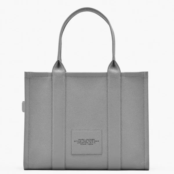 THE Marc Jacobs LEATHER LARGE TOTE BAG Wolf Grey - Image 3