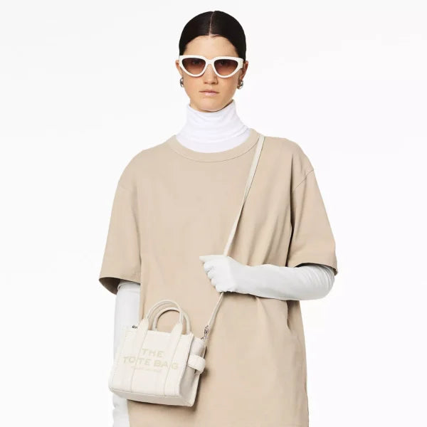 The Marc Jacobs Crossbody Tote Bag Leather Cotton Silver - Image 2