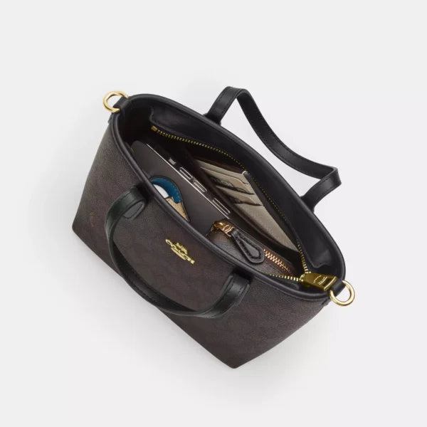 Coach City Mini Tote Bag In Signature Canvas White/Chalk - Image 6