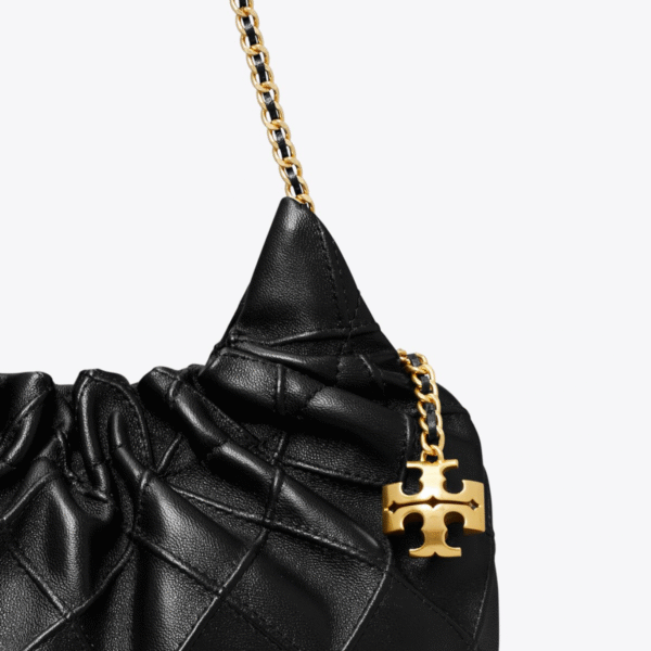 Tory Burch Mini Fleming Soft Hobo Bag Black - Image 4