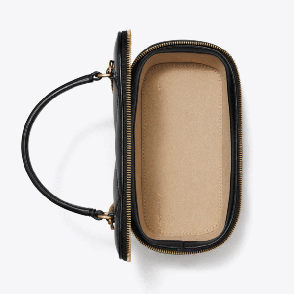 Tory Burch Kira Charm Diamond Quilt Vanity Case Black - Image 5