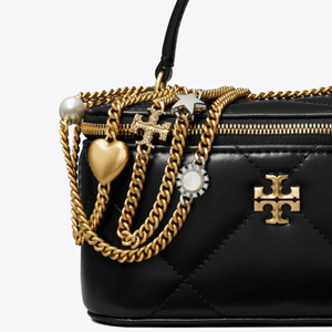 Tory Burch Kira Charm Diamond Quilt Vanity Case Black - Image 4