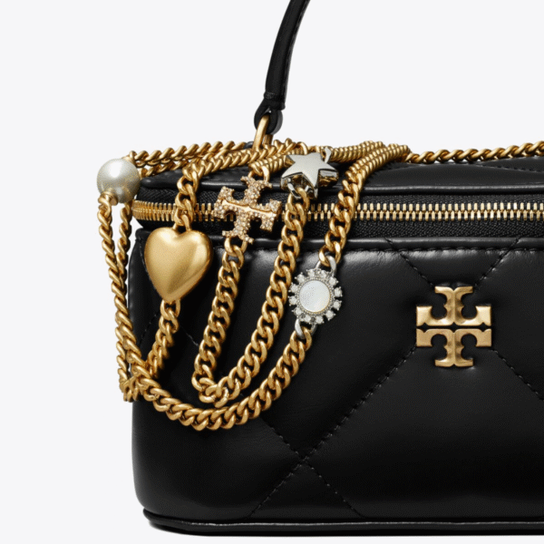 Tory Burch Kira Charm Diamond Quilt Vanity Case Black - Image 4