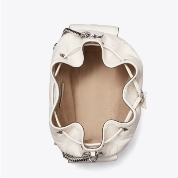 Tory Burch CHARLIE QUILTED DRAWSTRING SHOULDER BAG Light Cream - Image 4