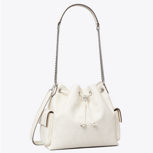 Tory Burch CHARLIE QUILTED DRAWSTRING SHOULDER BAG Light Cream - Image 2