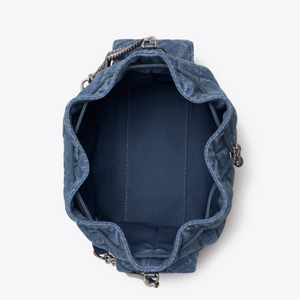 Tory Burch CHARLIE QUILTED Denim DRAWSTRING SHOULDER BAG - Image 5