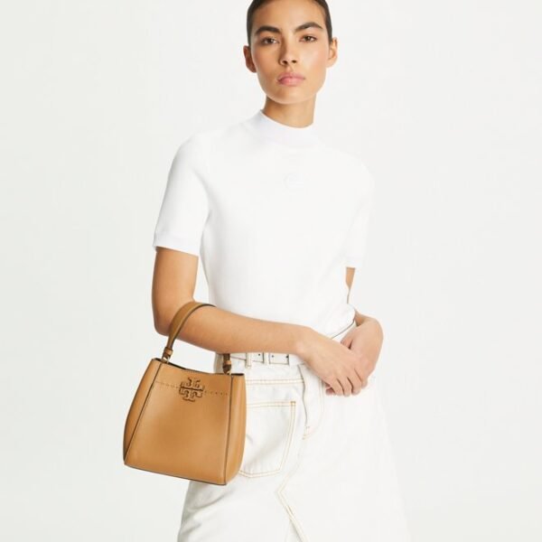Tory Burch McGraw Small Bucket Bag Tiramisu - Image 6
