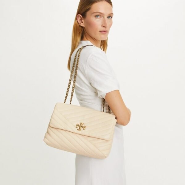 Tory Burch Kira Chevron-Quilted Convertible Shoulder Bag New Cream - Image 5