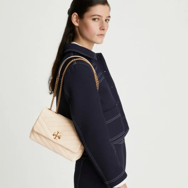 Tory Burch Small Kira Chevron Convertible Shoulder Bag New Cream - Image 4