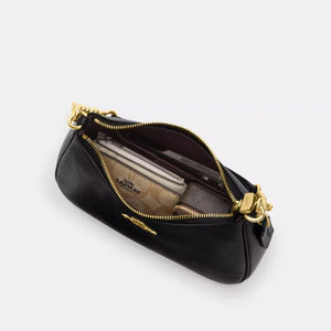 Coach Teri Shoulder Bag In pebbled leather Gold Black - Image 7