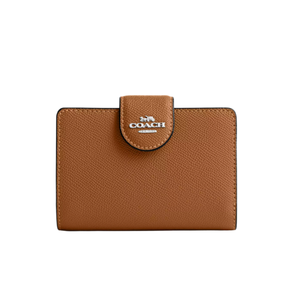 Coach Medium Corner Zip Wallet Silver/Light Saddle