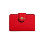 Coach Medium Corner Zip Wallet Gold/Scarlet Red