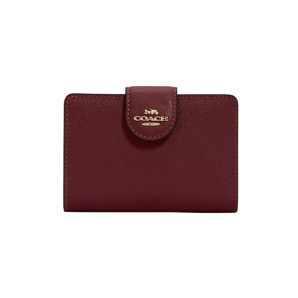 Coach Medium Corner Zip Wallet Gold/Mahogany
