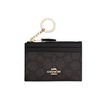 Coach Mini Skinny Id Case Signature Canvas/Gold/Walnut/brown