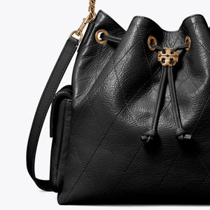 Tory Burch CHARLIE QUILTED DRAWSTRING SHOULDER BAG Black - Image 6