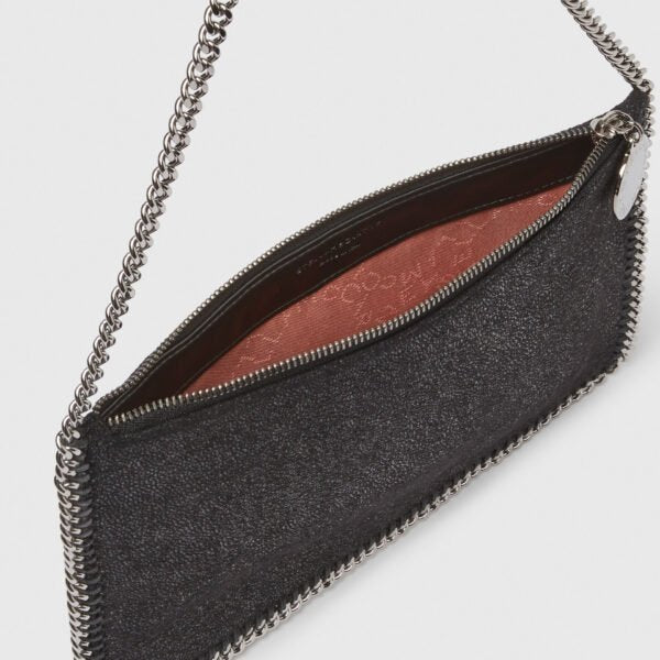 STELLA MCCARTNEY Falabella Pochette in Shaggy Deer Black Silver - Image 4