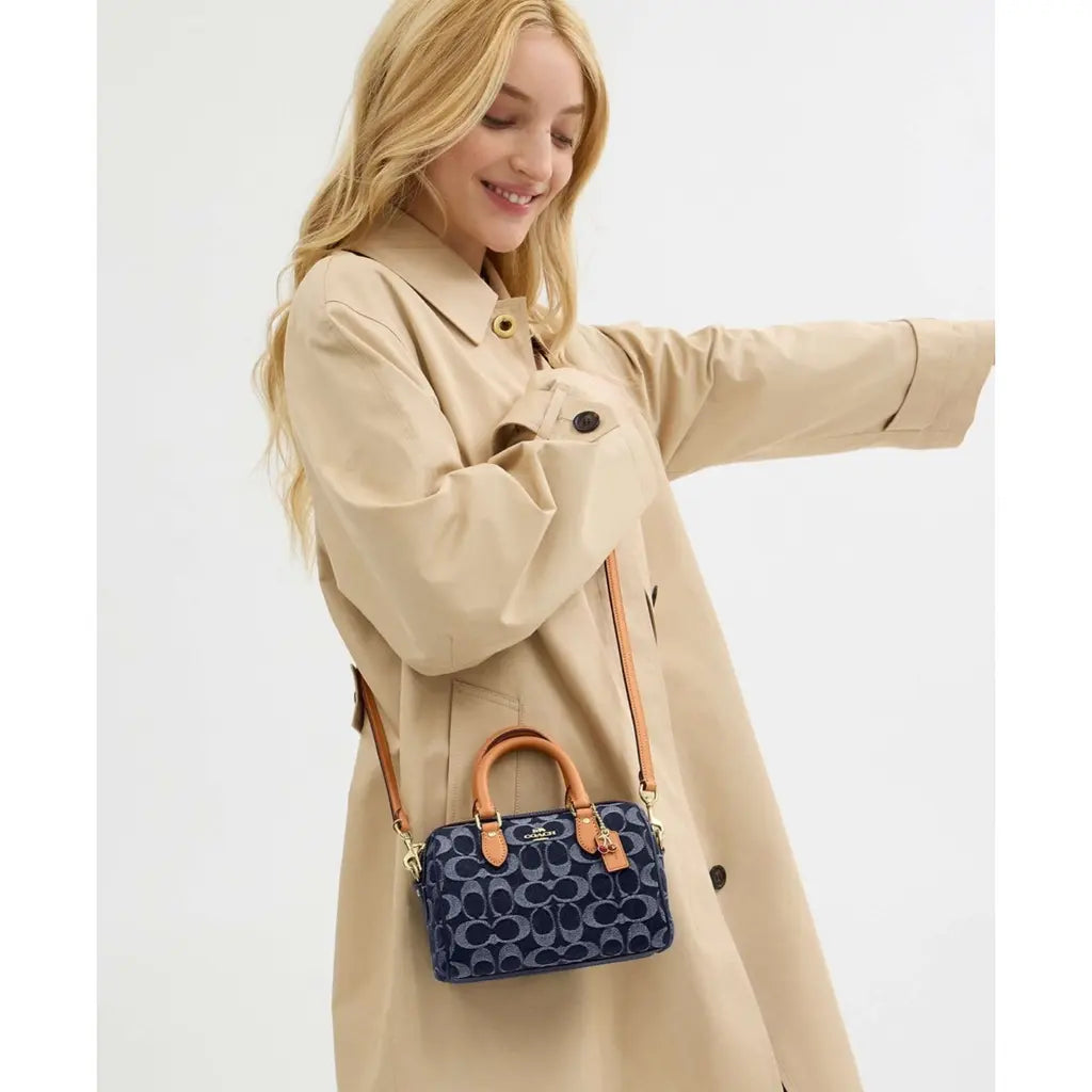 Coach Mini Rowan Crossbody In Signature Canvas chambray Brown - Image 4