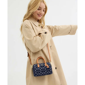 Coach Mini Rowan Crossbody In Signature Canvas chambray Brown - Image 4