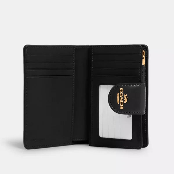 Coach Medium Corner Zip Wallet In Signature Canvas Gold/Brown/Black - Image 2