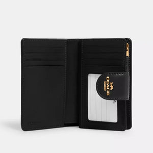 Coach Medium Corner Zip Wallet In Signature Canvas Gold/Khaki/Black - Image 2